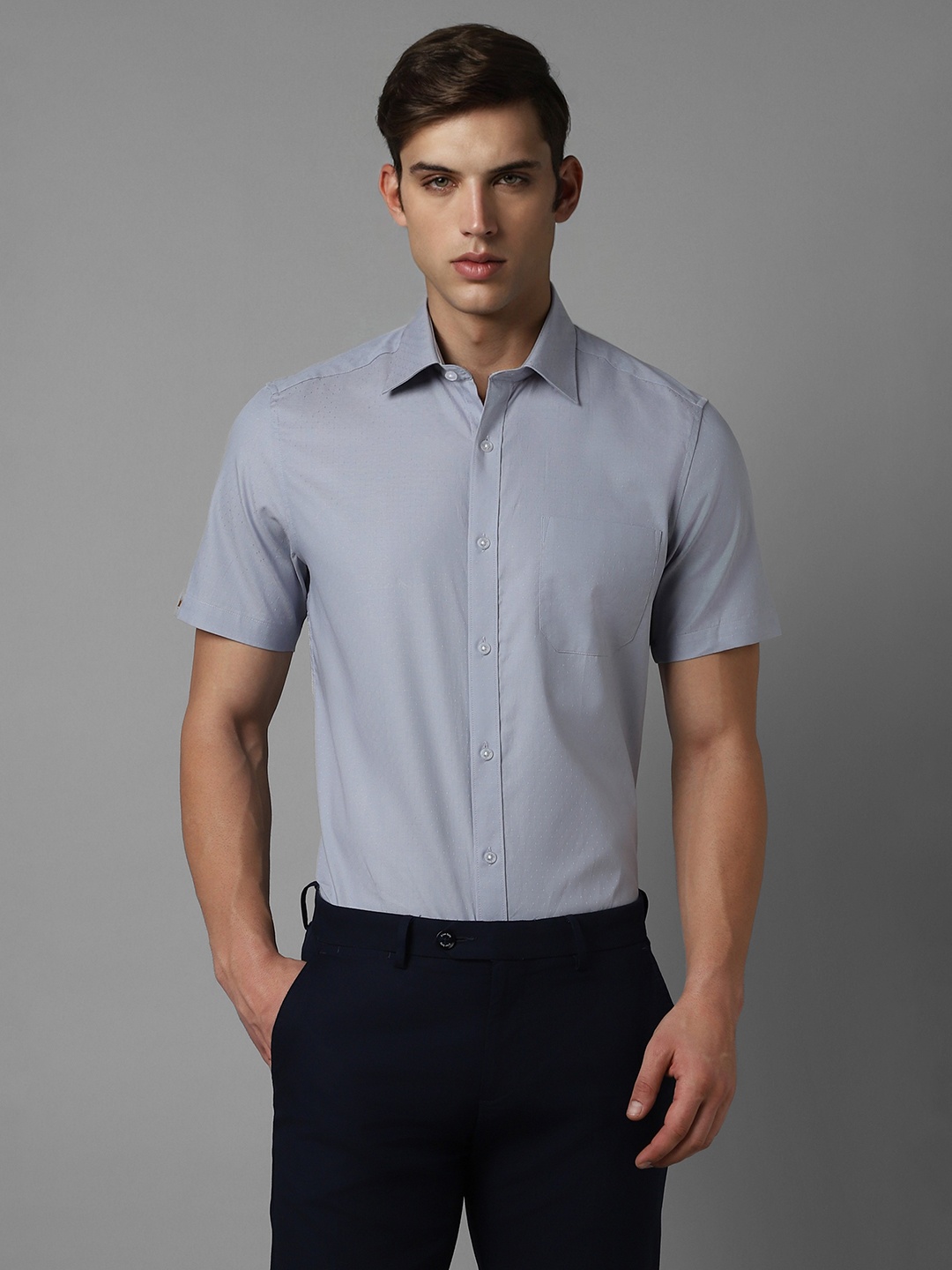 

Louis Philippe Men Blue Opaque Formal Shirt