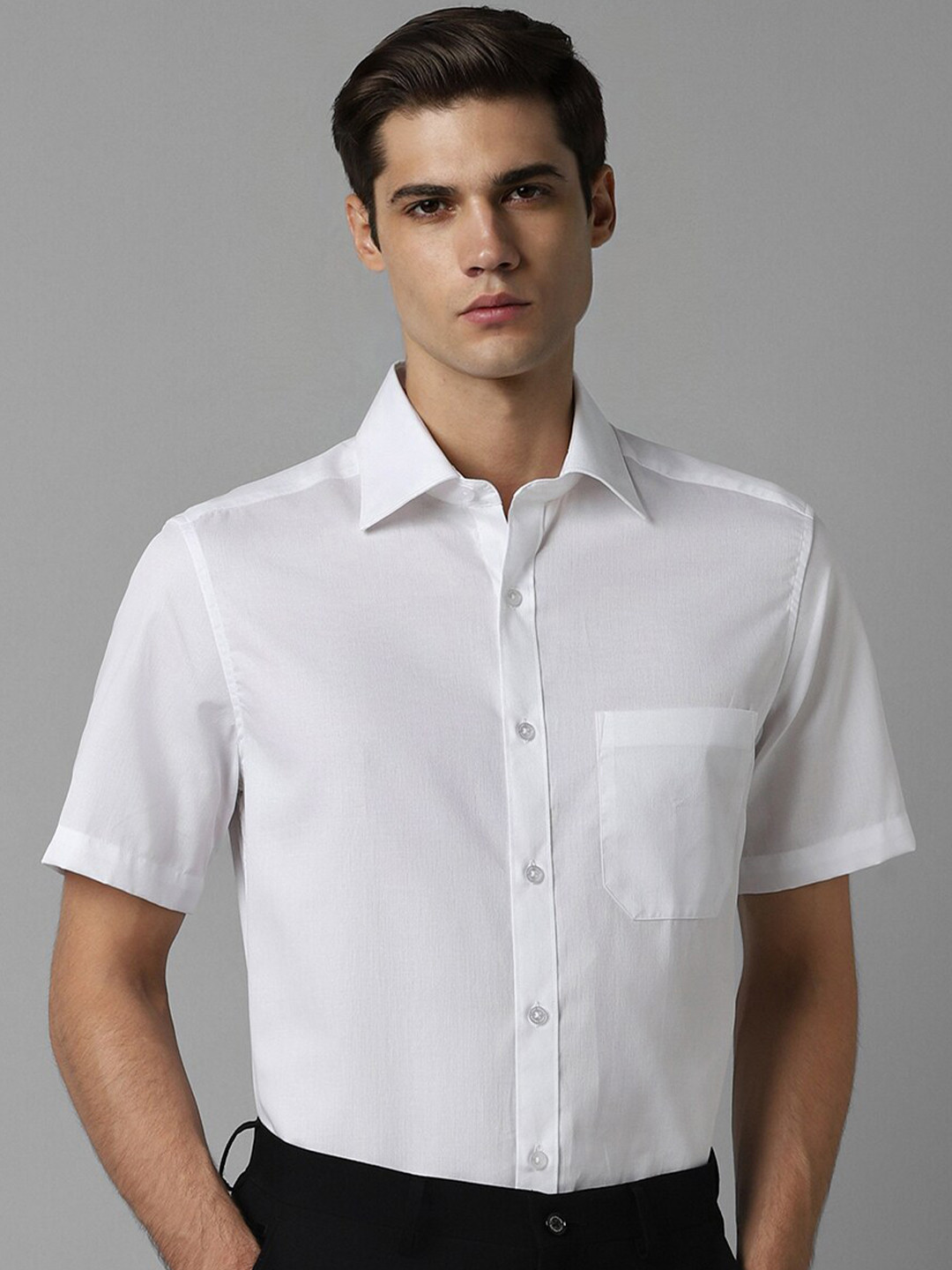 

Louis Philippe Spread Collar Cotton Formal Shirt, White
