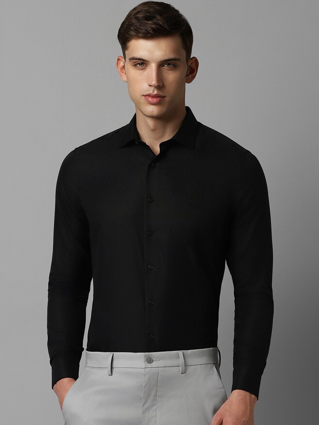 

Louis Philippe Slim Fit Pure Cotton Opaque Formal Shirt, Black