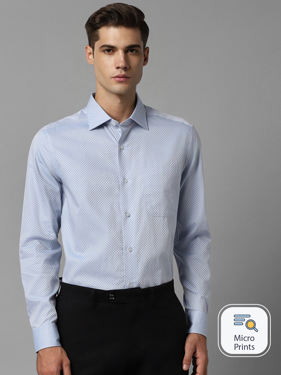 

Louis Philippe Textured Self Designed Pure Cotton Formal Shirt, Blue