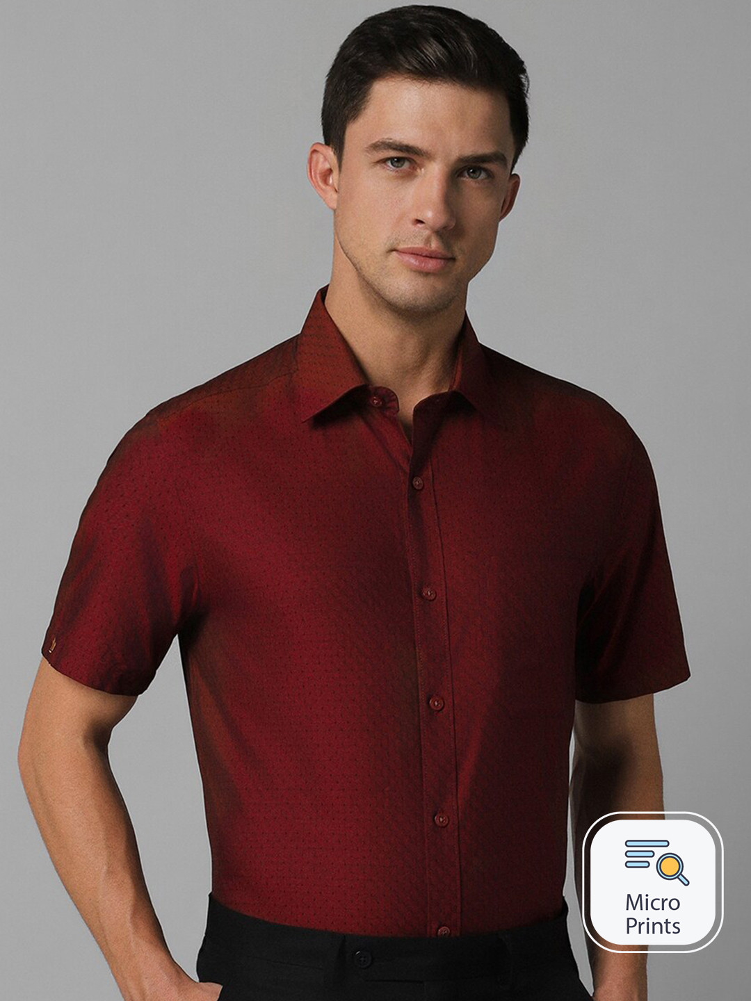 

Louis Philippe Spread Collar Cotton Formal Shirt, Maroon