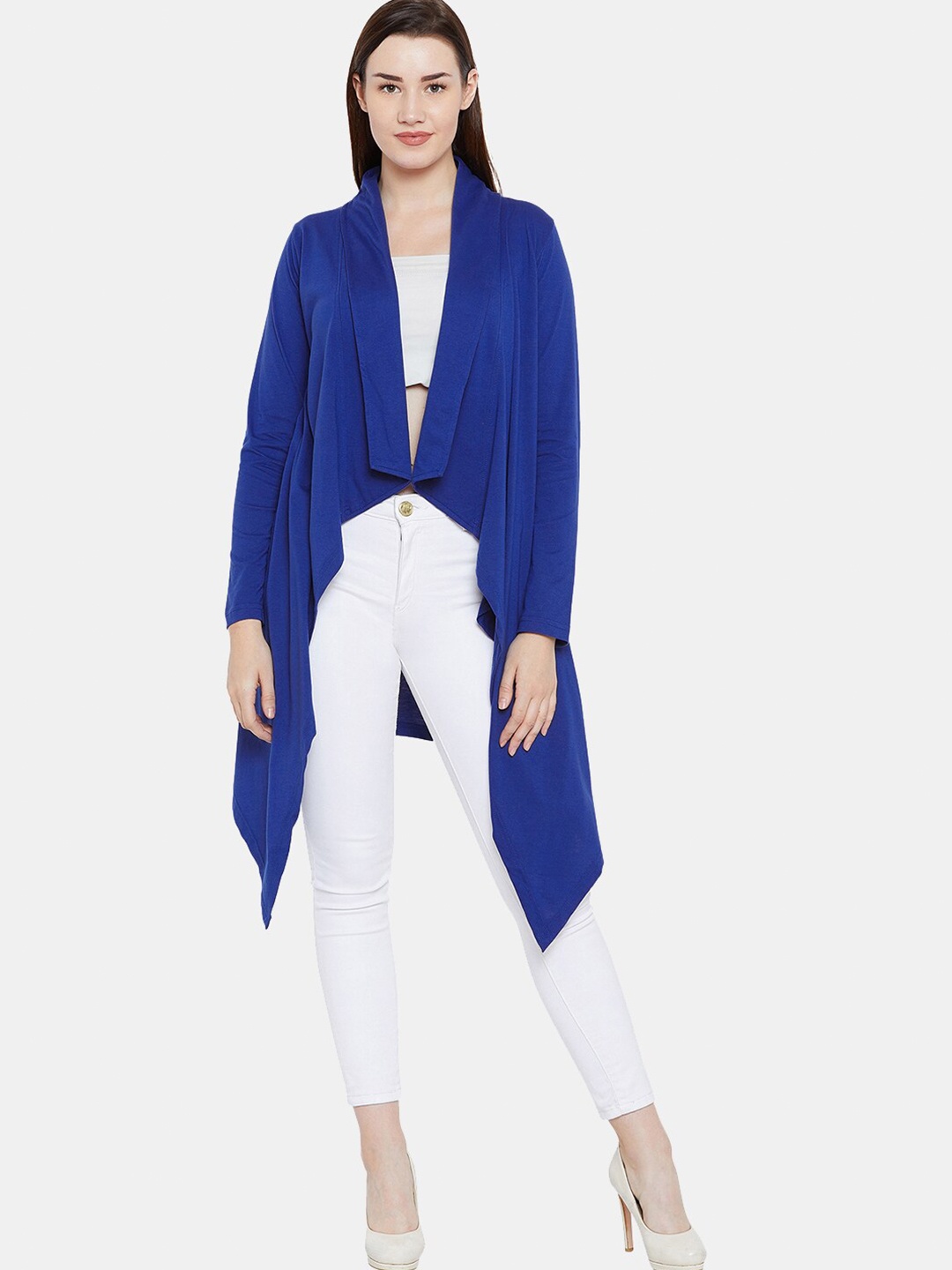 

CHILL WINSTON Longline Cotton Open Front Shrug, Blue