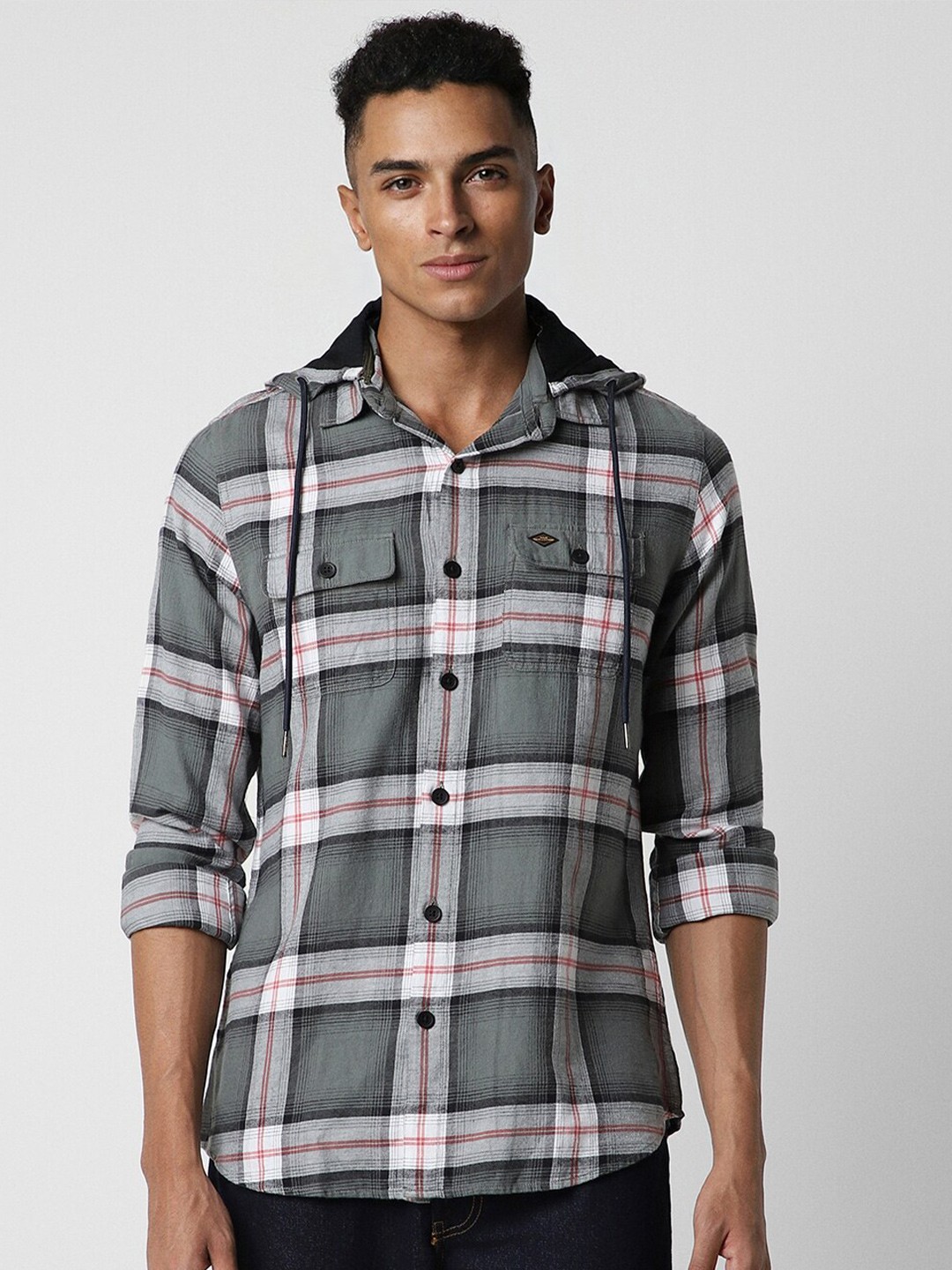 

VAN HEUSEN DENIM LABS Slim Fit Tartan Checked Casual Shirt, Grey