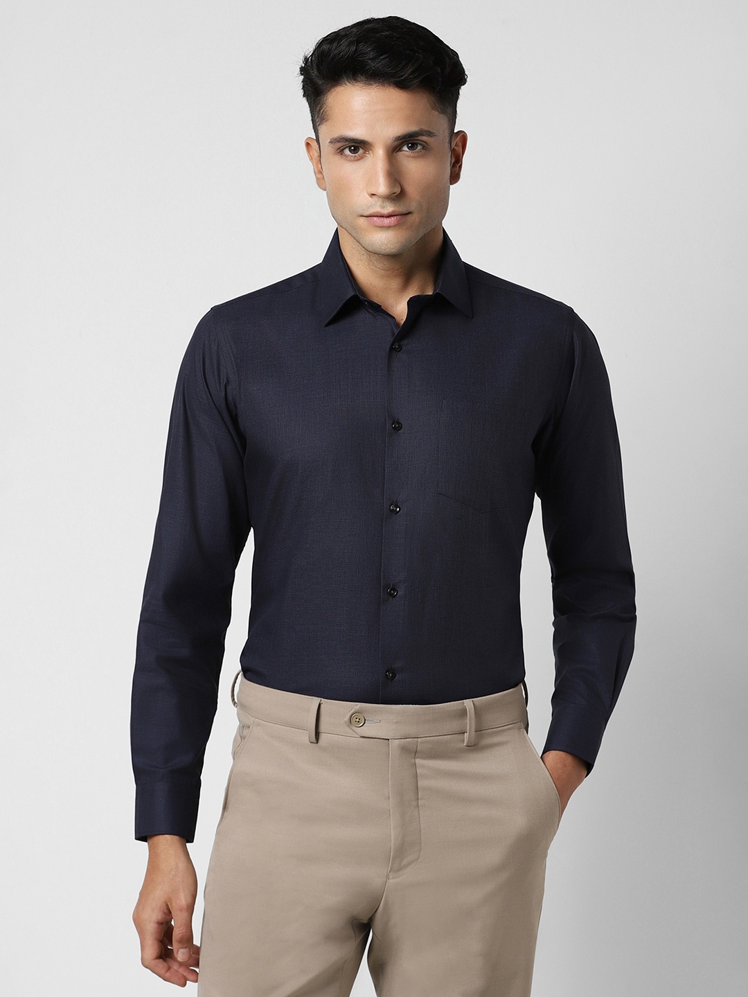 

Van Heusen Men Navy Blue Opaque Formal Shirt