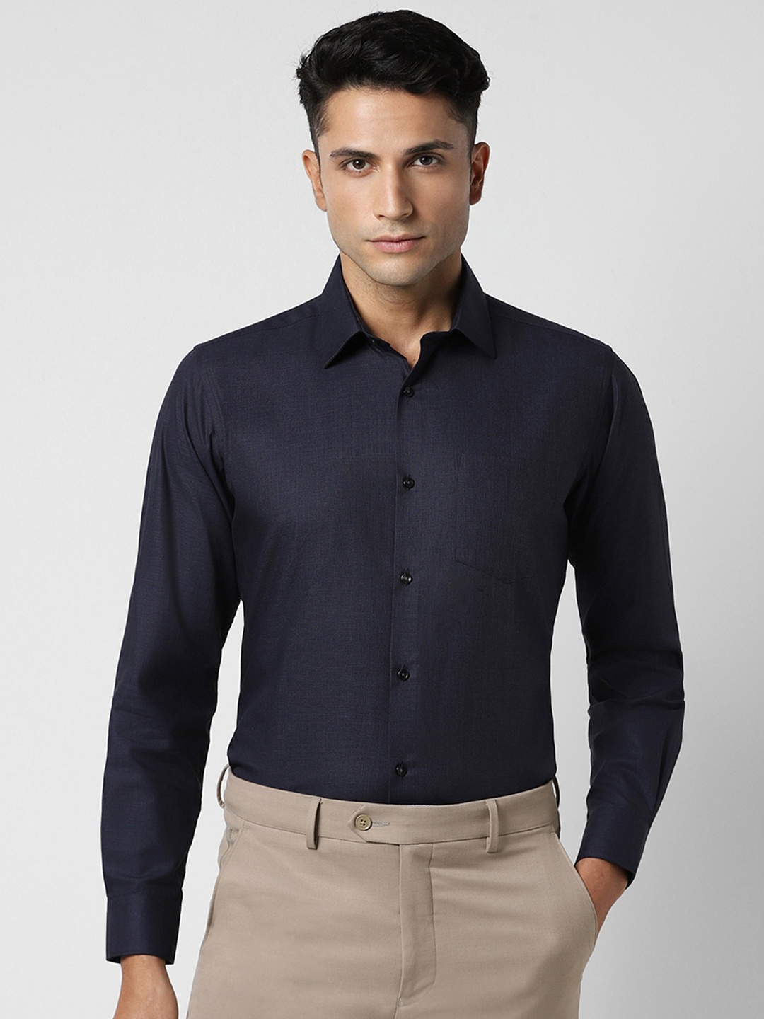 

Van Heusen Men Navy Blue Opaque Formal Shirt