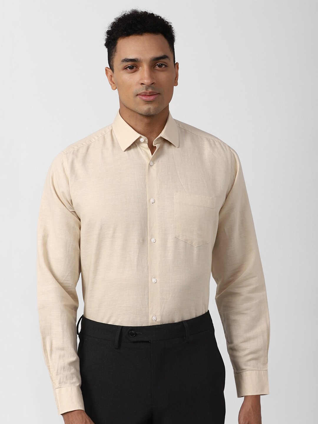 

Van Heusen Spread Collar Formal Cotton Linen Shirt, Beige