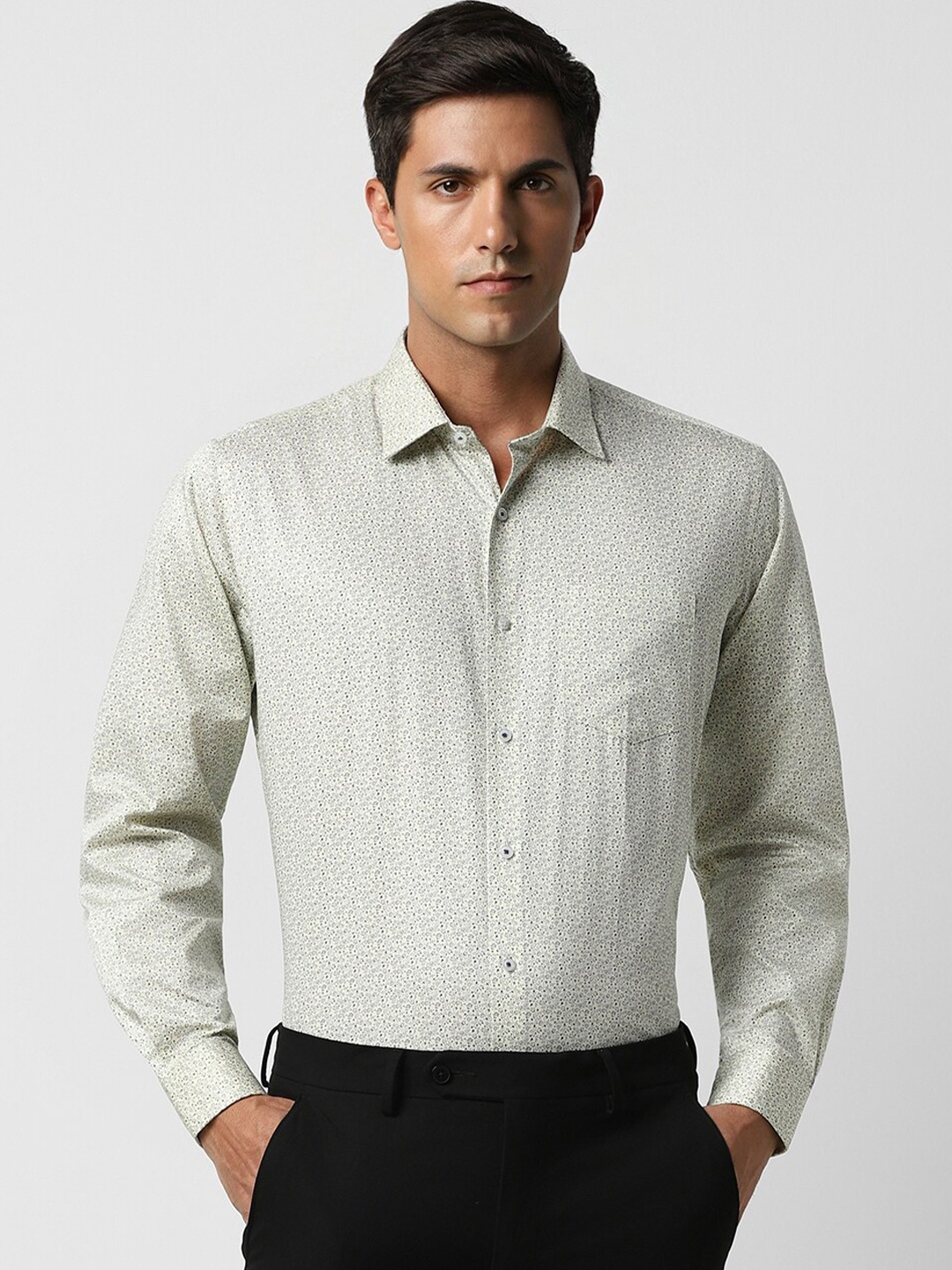 

Van Heusen Spread Collar Floral Printed Pure Cotton Shirt, Cream