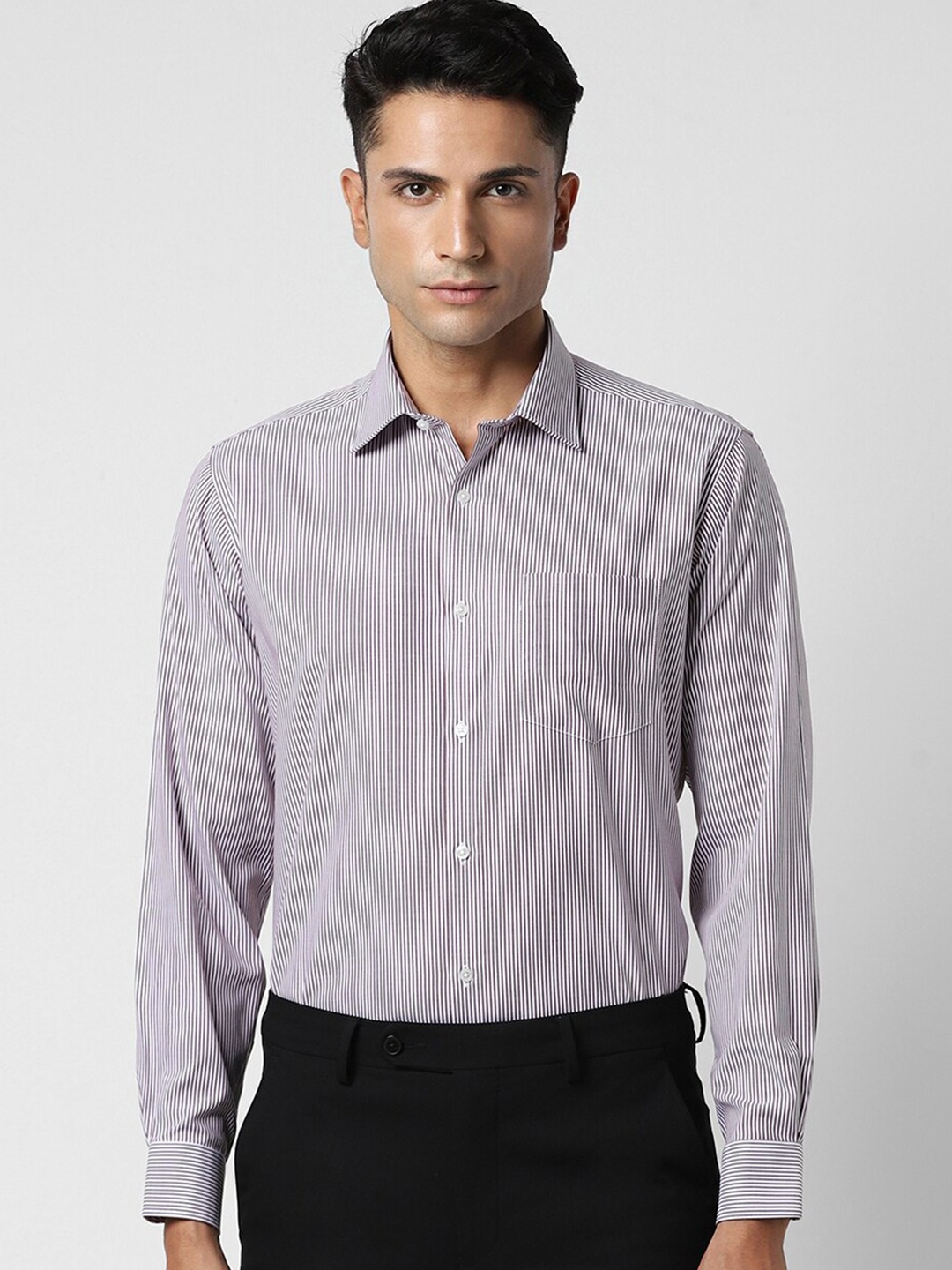 

Van Heusen Opaque Striped Formal Shirt, Purple