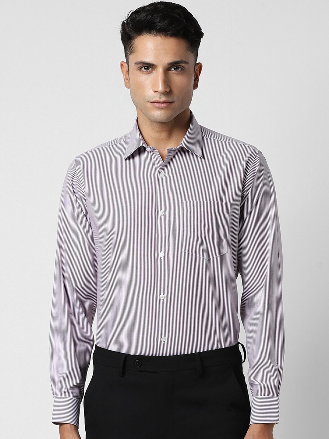 

Van Heusen Regular Fit Striped Pure Cotton Formal Shirt, Lavender