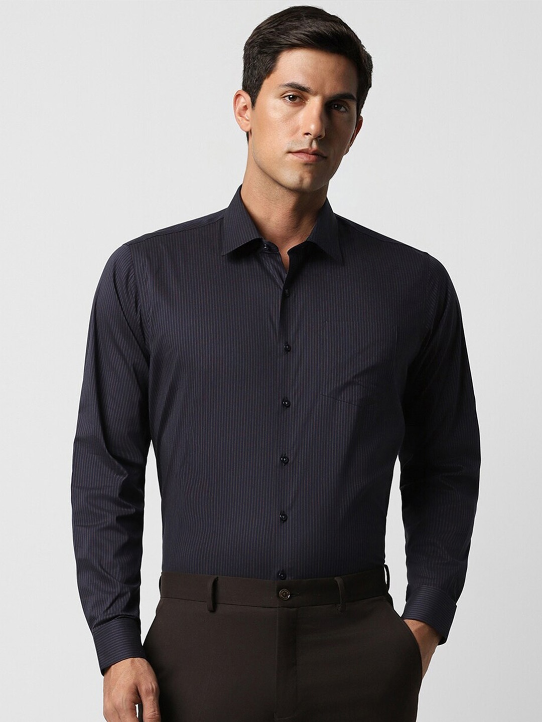 

Van Heusen Slim Fit Striped Formal Shirt, Purple