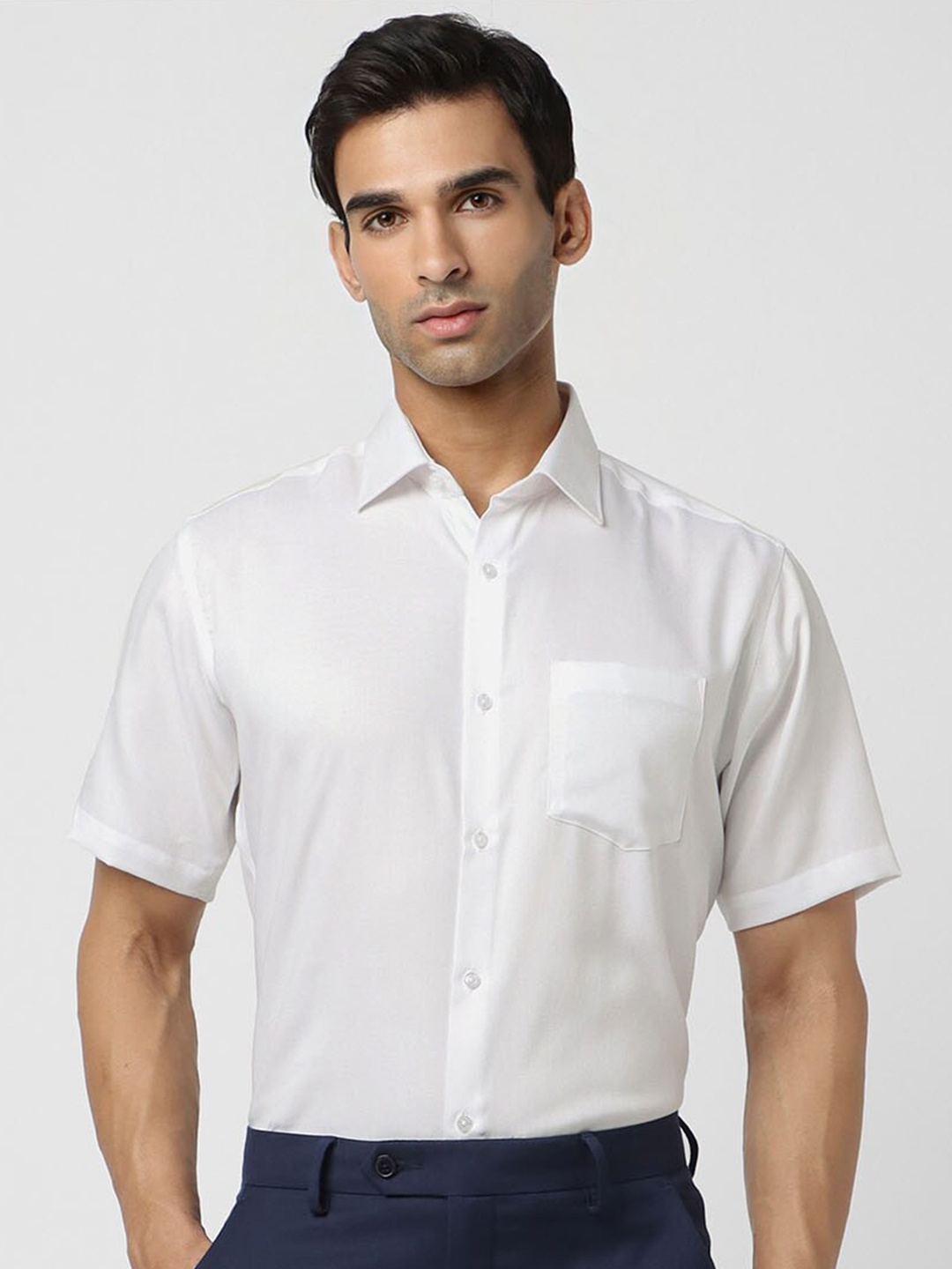 

Van Heusen Regular Fit Textured Pure Cotton Formal Shirt, White