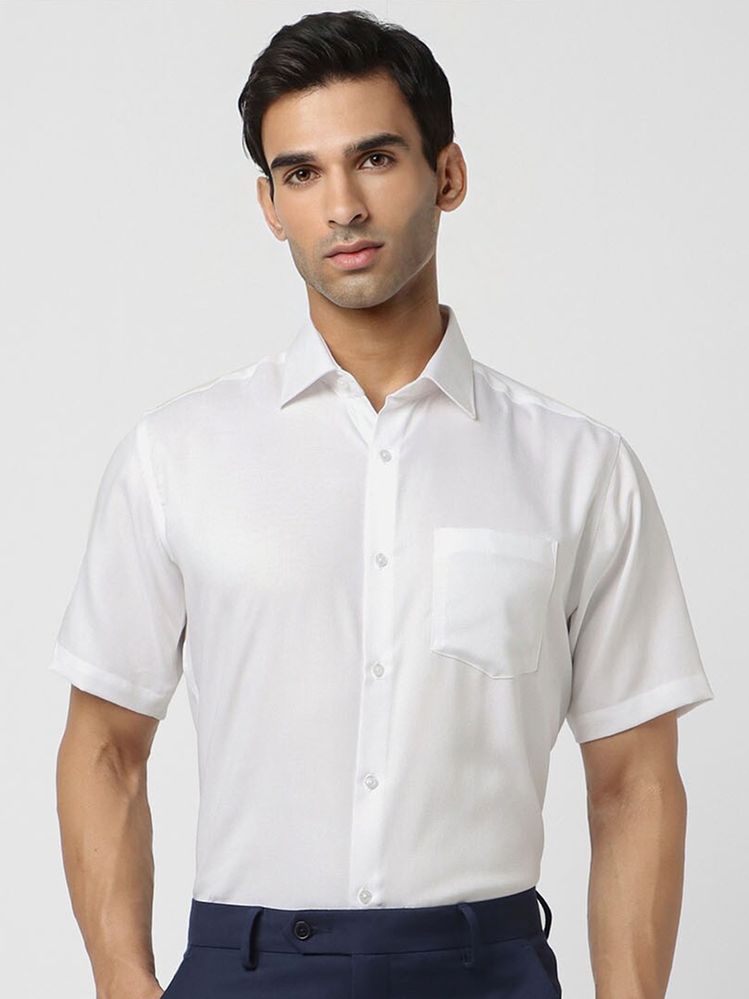 

Van Heusen Regular Fit Textured Pure Cotton Formal Shirt, White