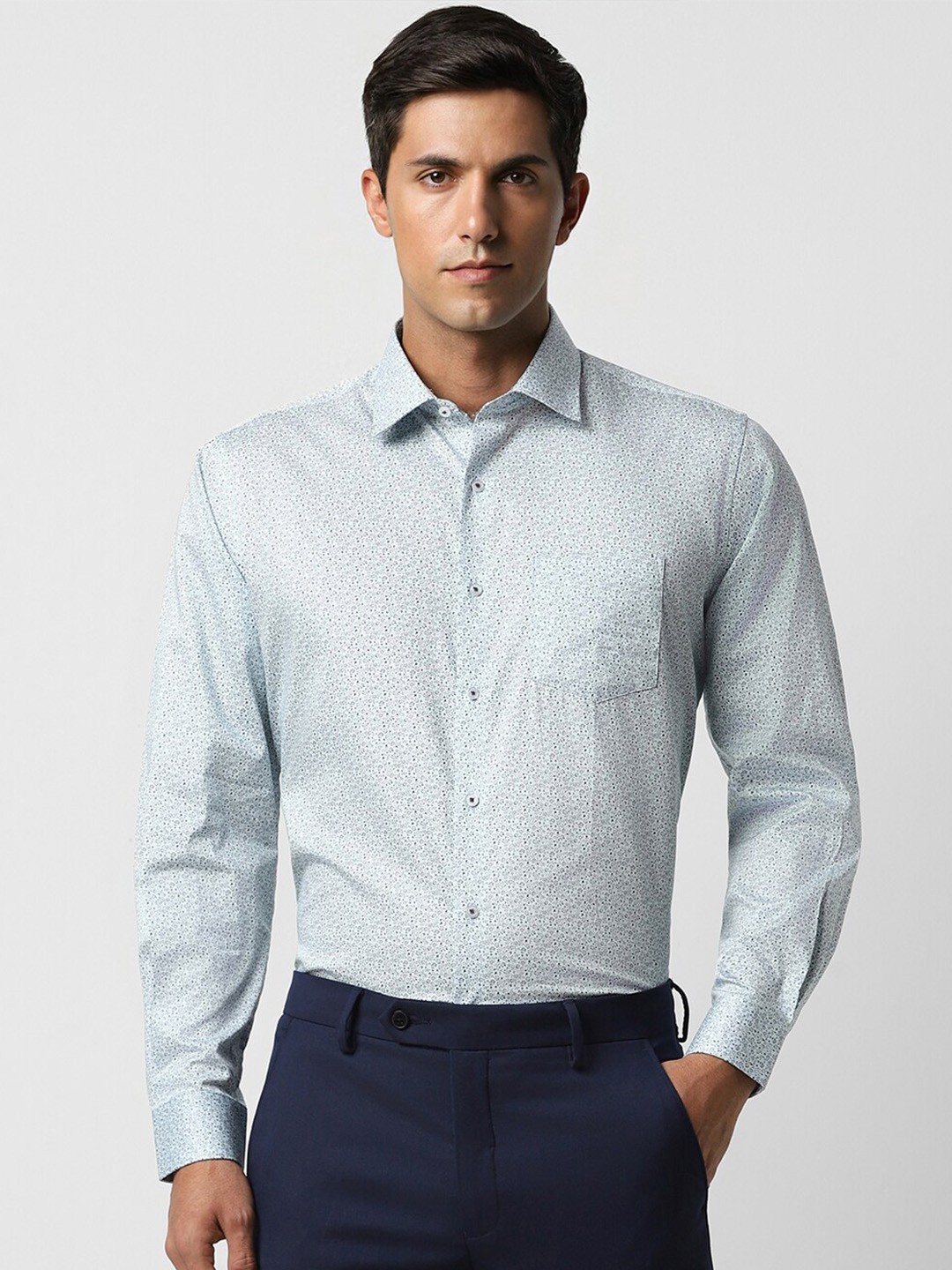 

Van Heusen Regular Fit Micro Ditsy Printed Pure Cotton Formal Shirt, Blue