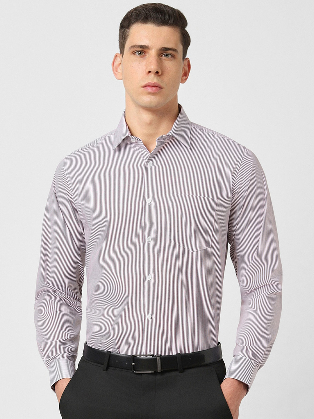 

Van Heusen Vertical Striped Pure Cotton Formal Shirt, Maroon