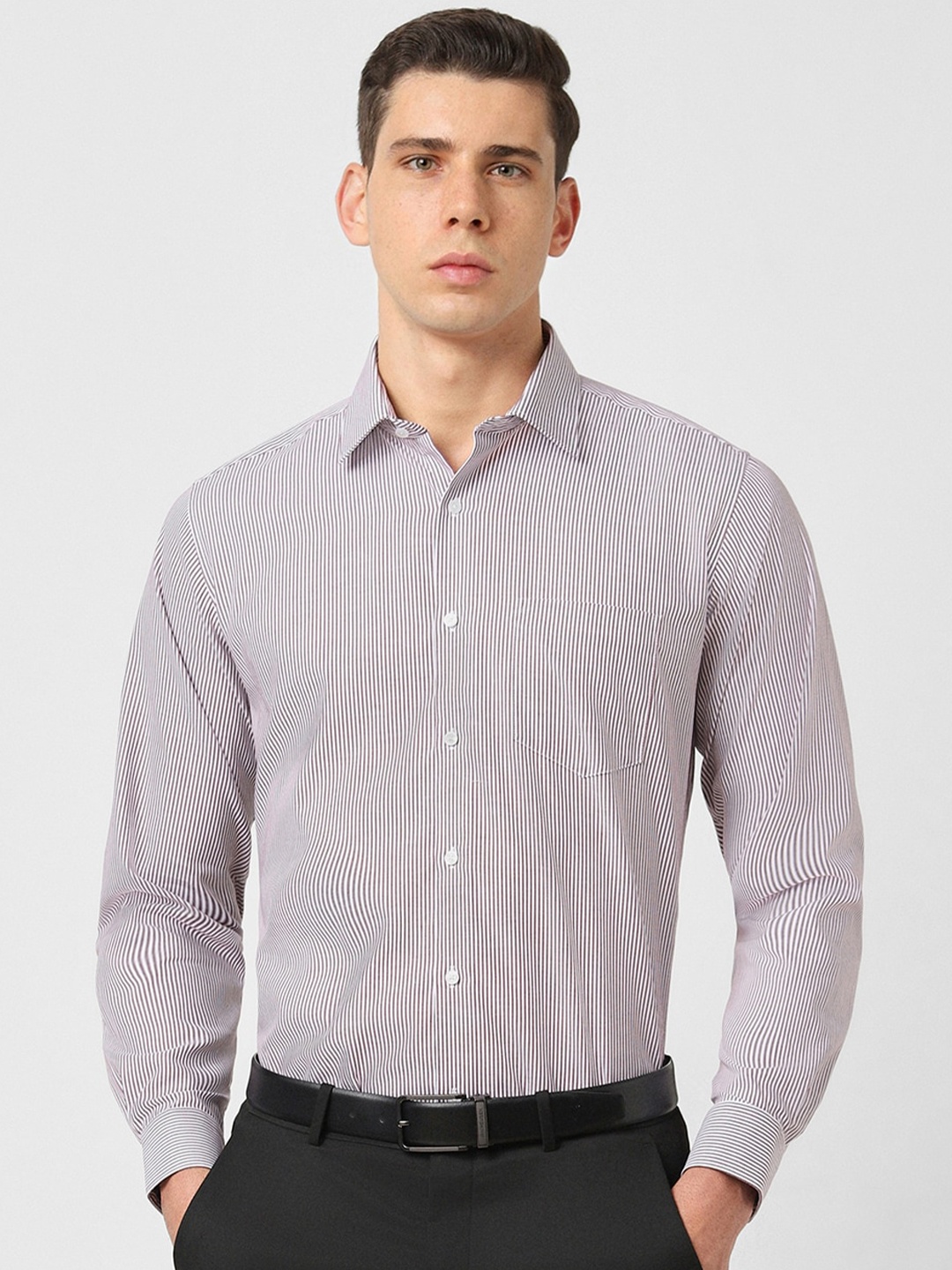 

Van Heusen Regular Fit Striped Pure Cotton Formal Shirt, Lavender