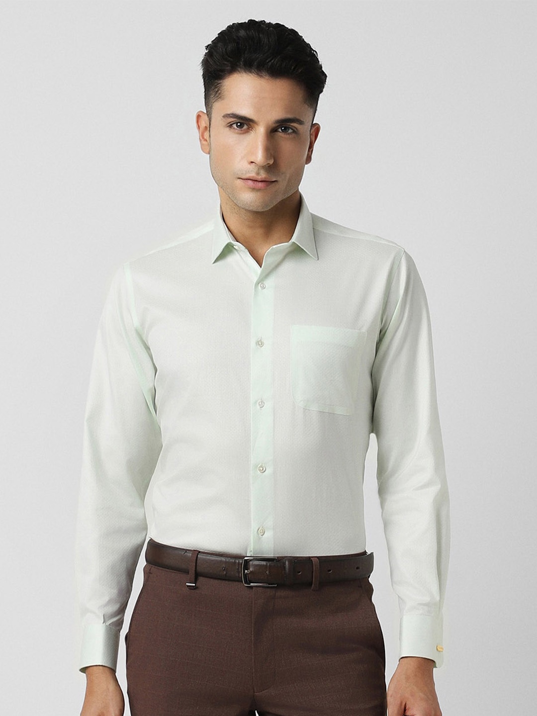 

Van Heusen Spread Collar Textured Formal Pure Cotton Shirt, Green