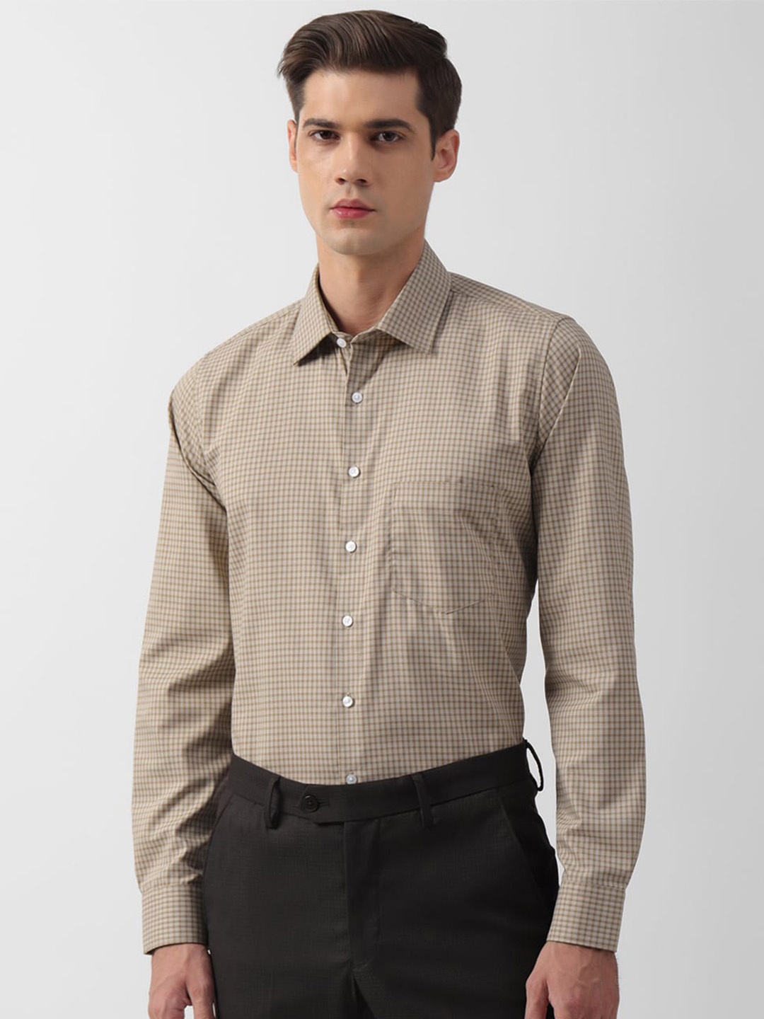 

Van Heusen Spread Collar Slim Fit Checked Formal Pure Cotton Shirt, White