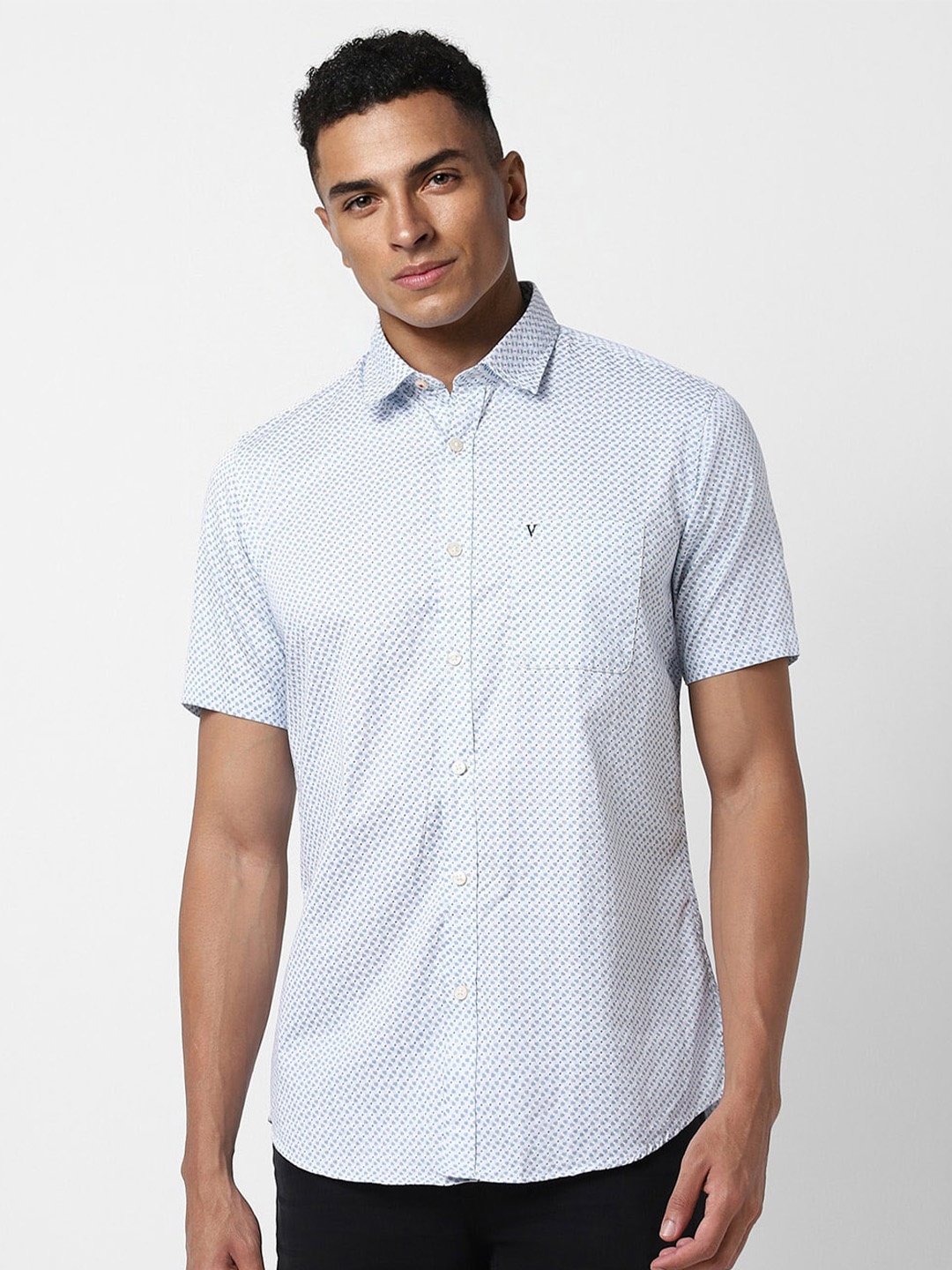 

Van Heusen Sport Slim Fit Micro Ditsy Printed Pure Cotton Casual Shirt, White