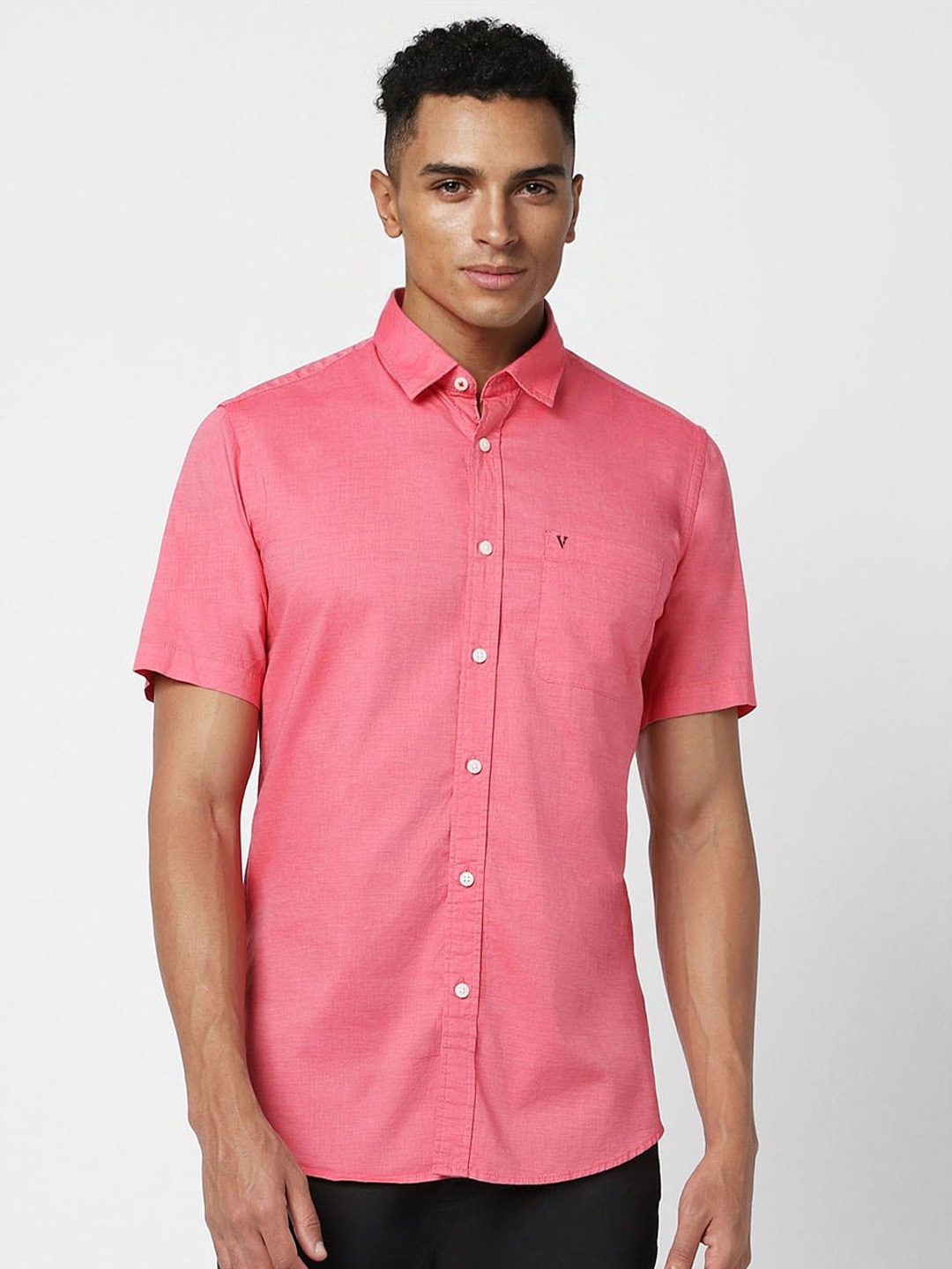 

Van Heusen Sport Spread Collar Slim Fit Cotton Shirt, Pink