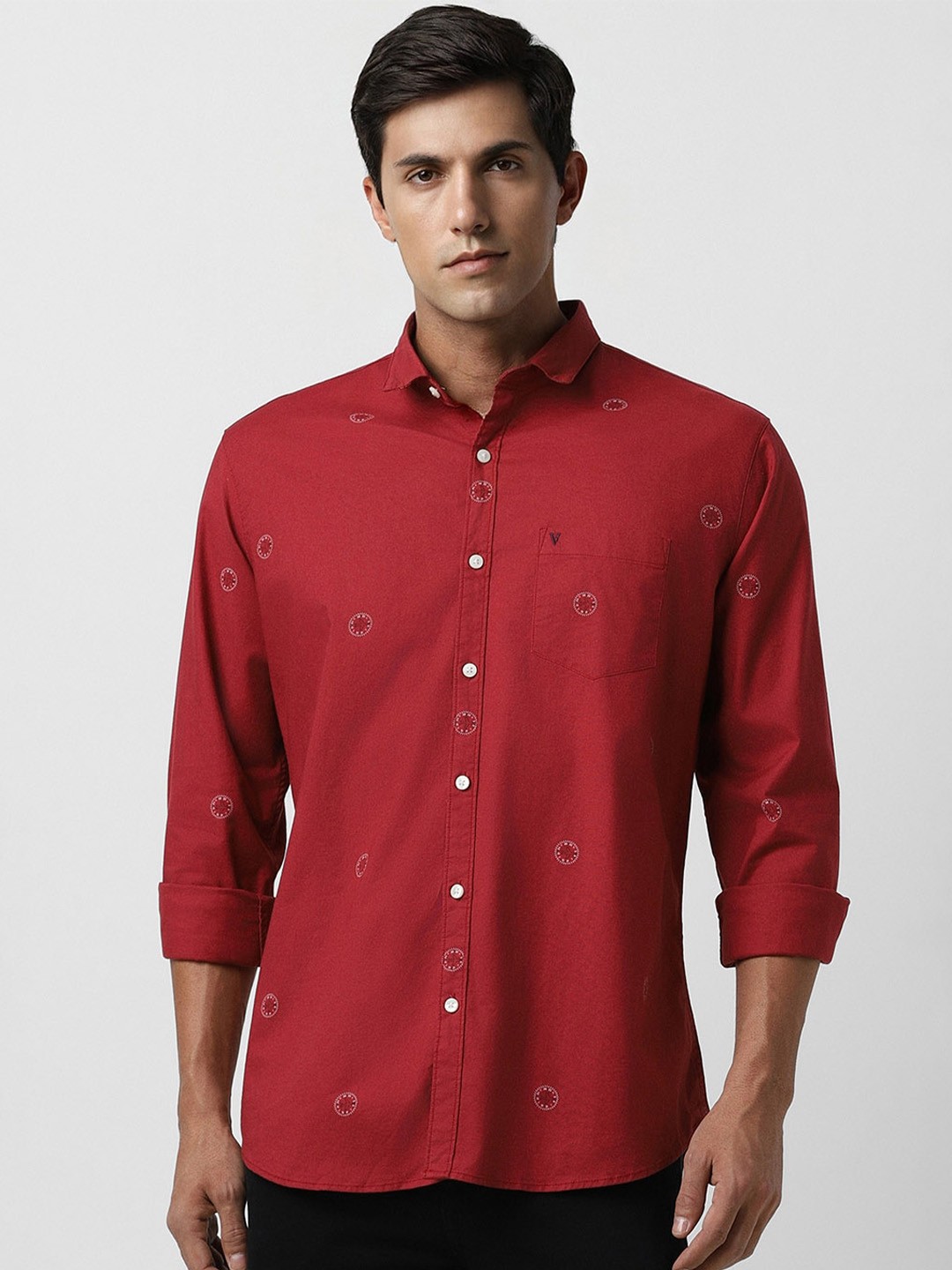 

Van Heusen Sport Slim Fit Geometric Printed Casual Shirt, Red