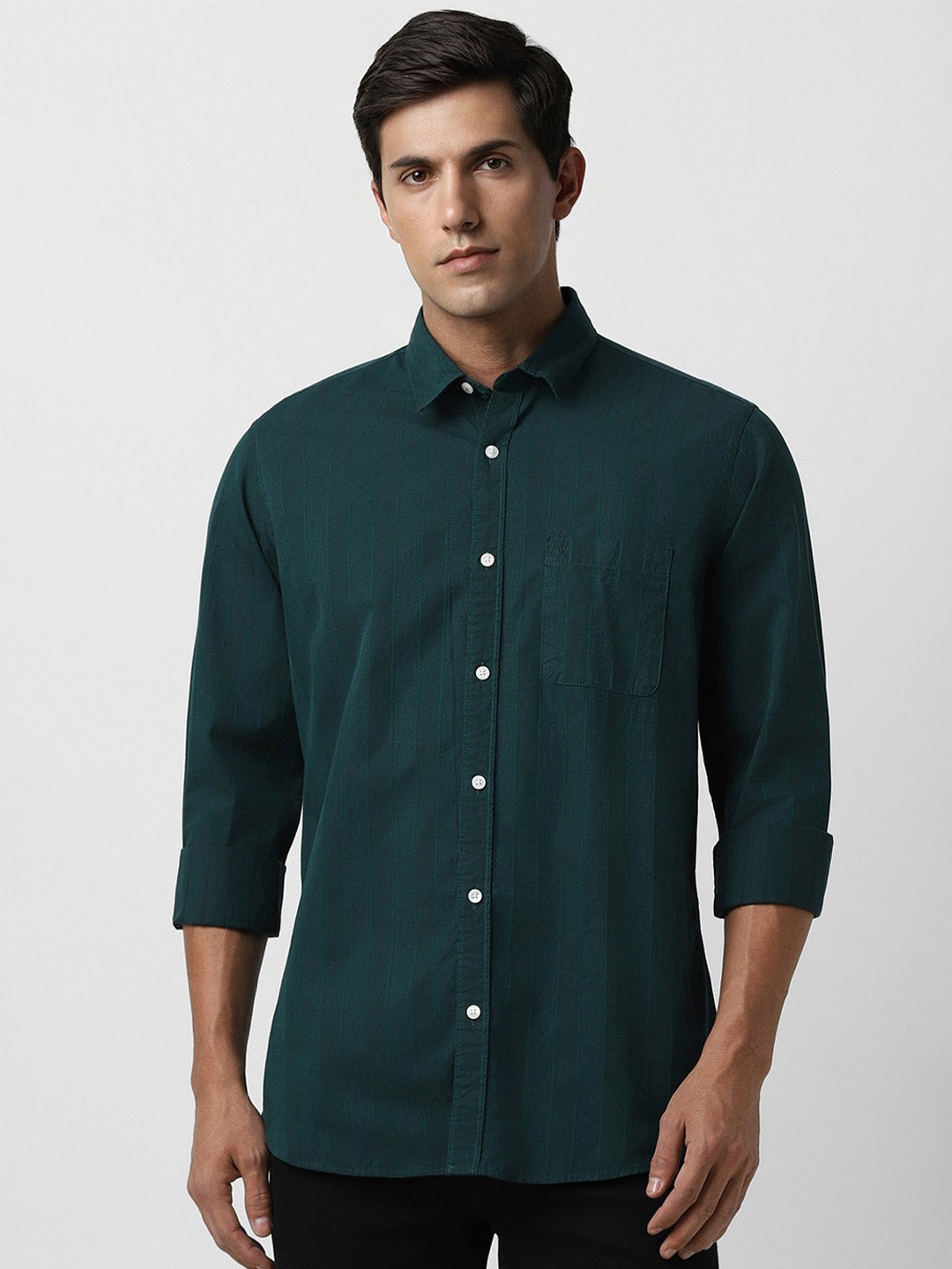 

Van Heusen Sport Slim Fit Opaque Casual Pure Cotton Shirt, Green