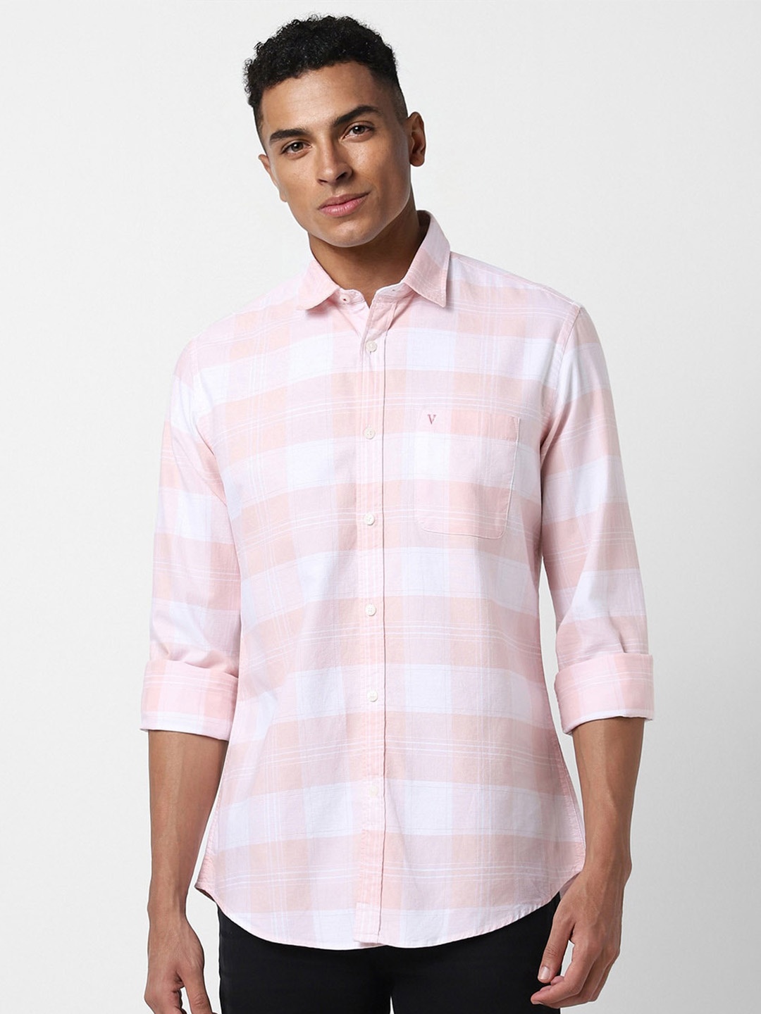 

Van Heusen Sport Checked Slim Fit Pure Cotton Casual Shirt, Pink