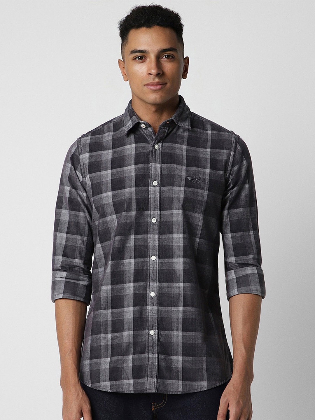 

Van Heusen Sport Checked Slim Fit Pure Cotton Casual Shirt, Grey