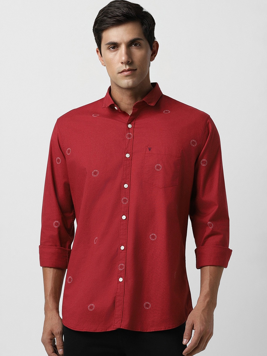 

Van Heusen Sport Geometric Printed Slim Fit Casual Shirt, Red
