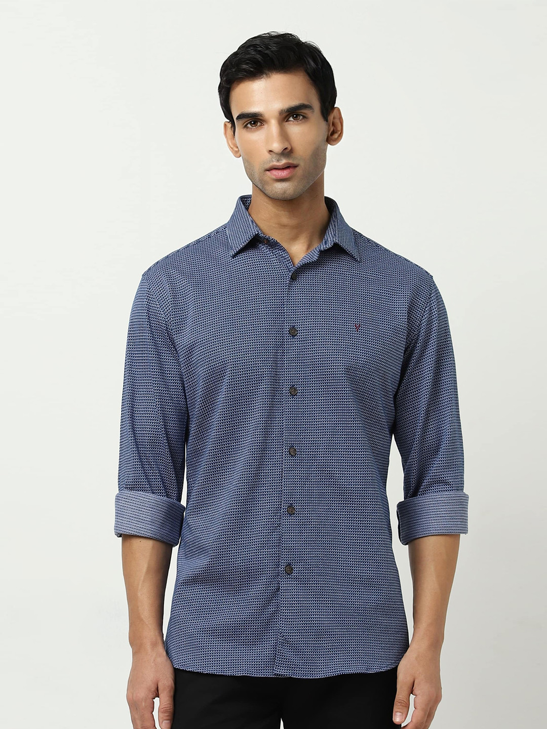 

Van Heusen Sport Slim Fit Micro Ditsy Printed Casual Pure Cotton Shirt, Blue