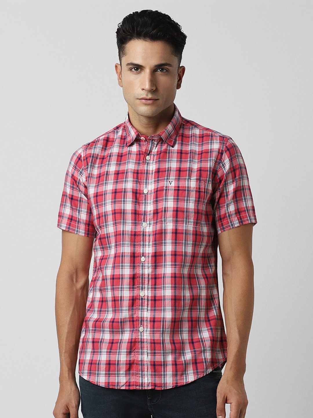 

Van Heusen Sport Tartan Checked Cotton Shirt, Pink