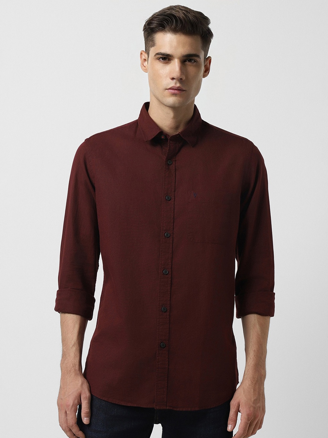 

Van Heusen Sport Slim Fit Opaque Casual Cotton Linen Shirt, Maroon