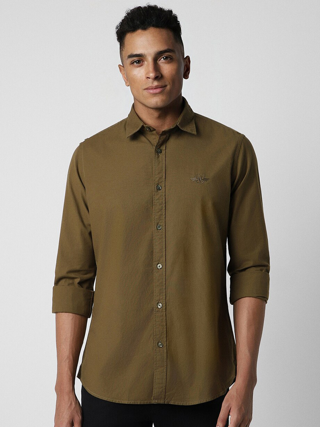 

Van Heusen Sport Slim Fit Spread Collar Casual Shirt, Olive