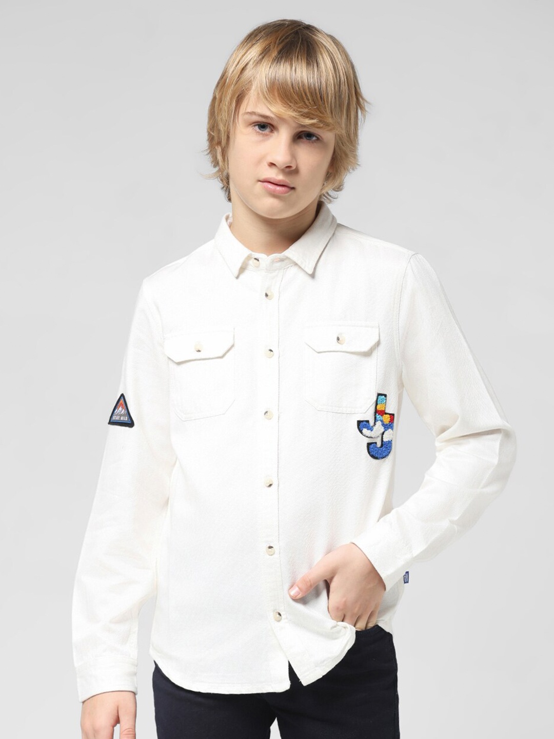 

Jack & Jones Junior Boys Spread Collar Casual Shirt, White