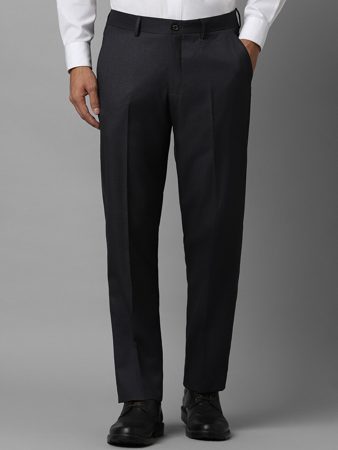 

Louis Philippe Men Regular Fit Mid-Rise Formal Trousers, Grey