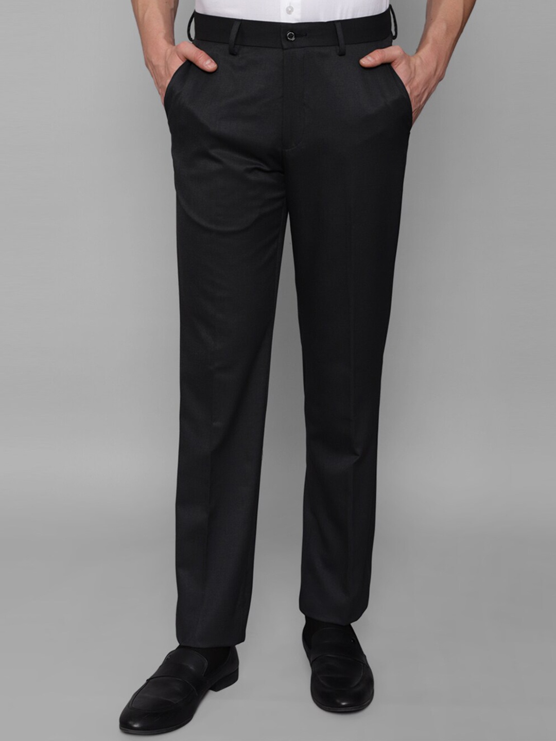 

Louis Philippe Men Mid Rise Formal Trousers, Black