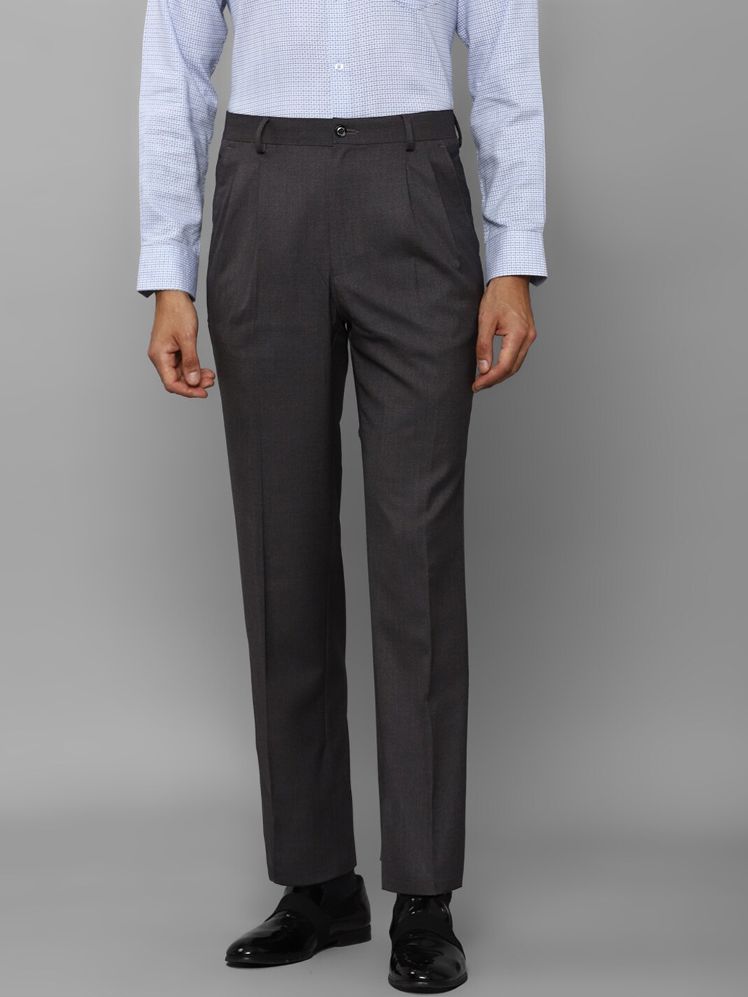 

Louis Philippe Men Mid Rise Pleated Formal Trousers, Grey