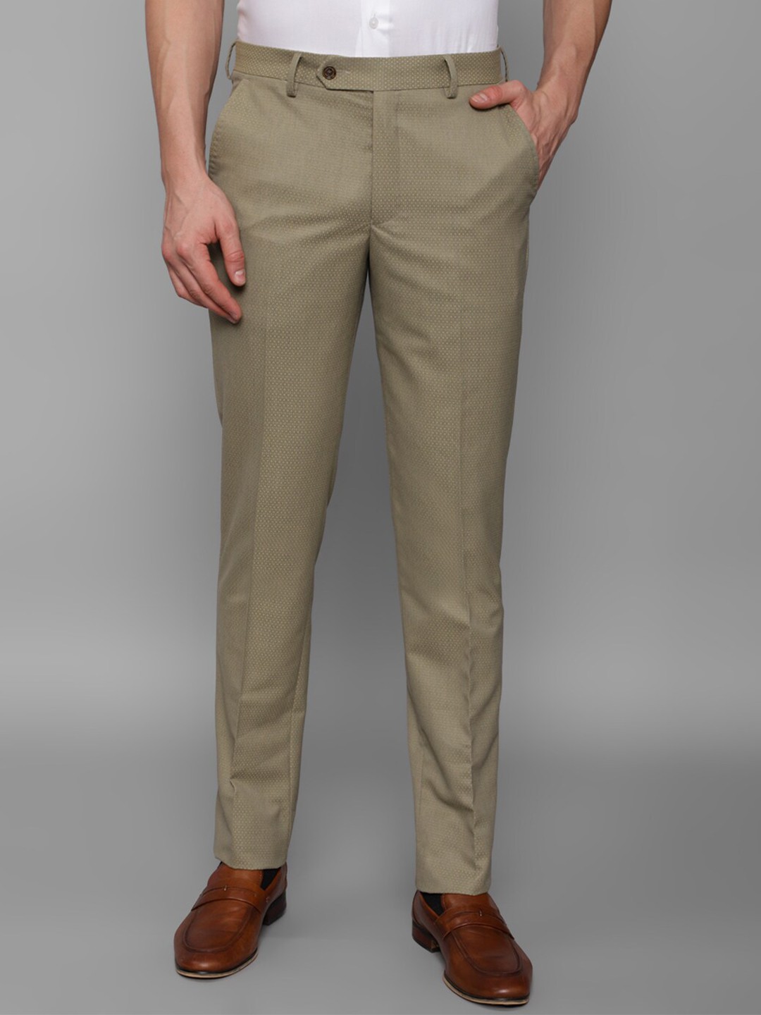 

Louis Philippe Men Mid-Rise Slim Fit Chinos Formal Trousers, Beige
