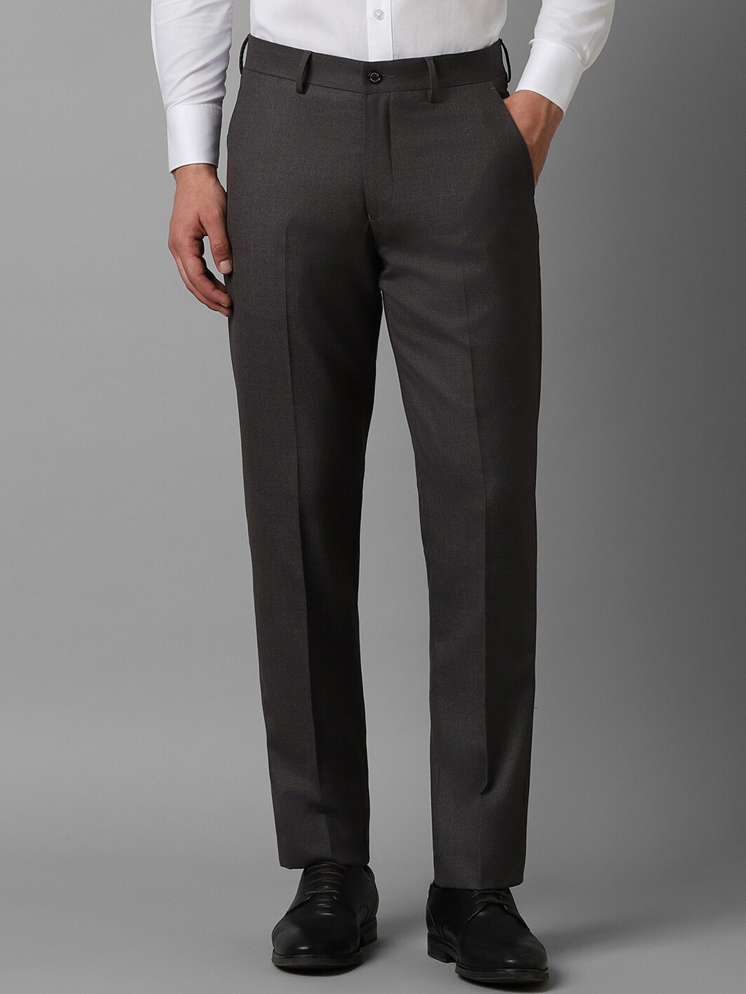 

Louis Philippe Men Flat Front Formal Trousers, Grey