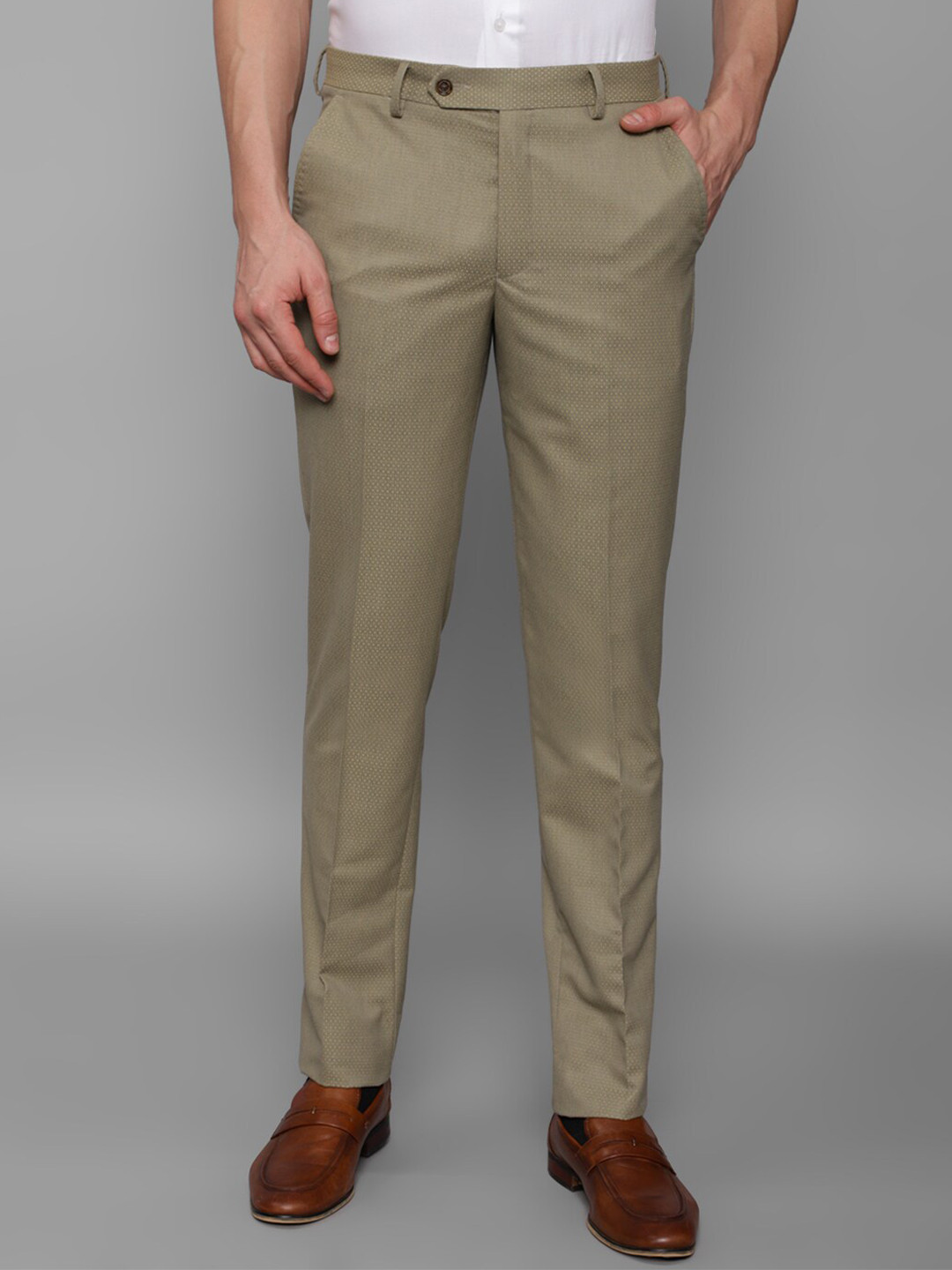 

Louis Philippe Men Slim Fit Mid-Rise Chinos Formal Trousers, Beige