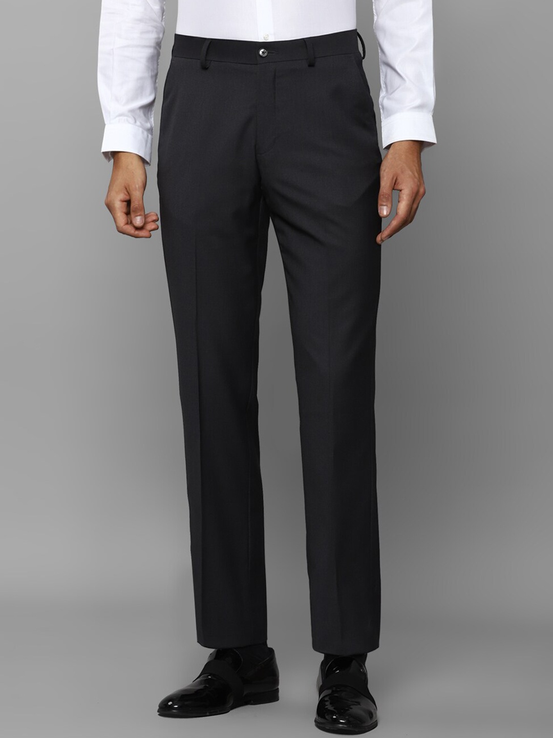 

Louis Philippe Men Regular Fit Flat-Front Formal Trousers, Black