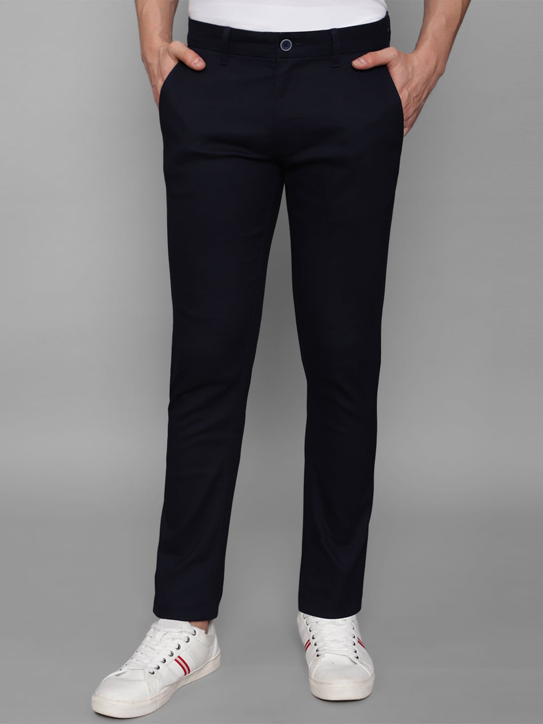 

Louis Philippe Sport Men Slim Fit Mid Rise Casual Trousers, Navy blue