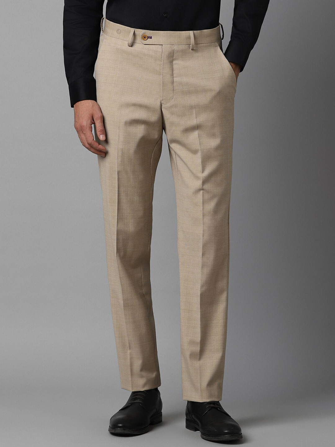 

Luxure by Louis Philippe Men Checked Slim Fit Mid-Rise Formal Trouser, Beige