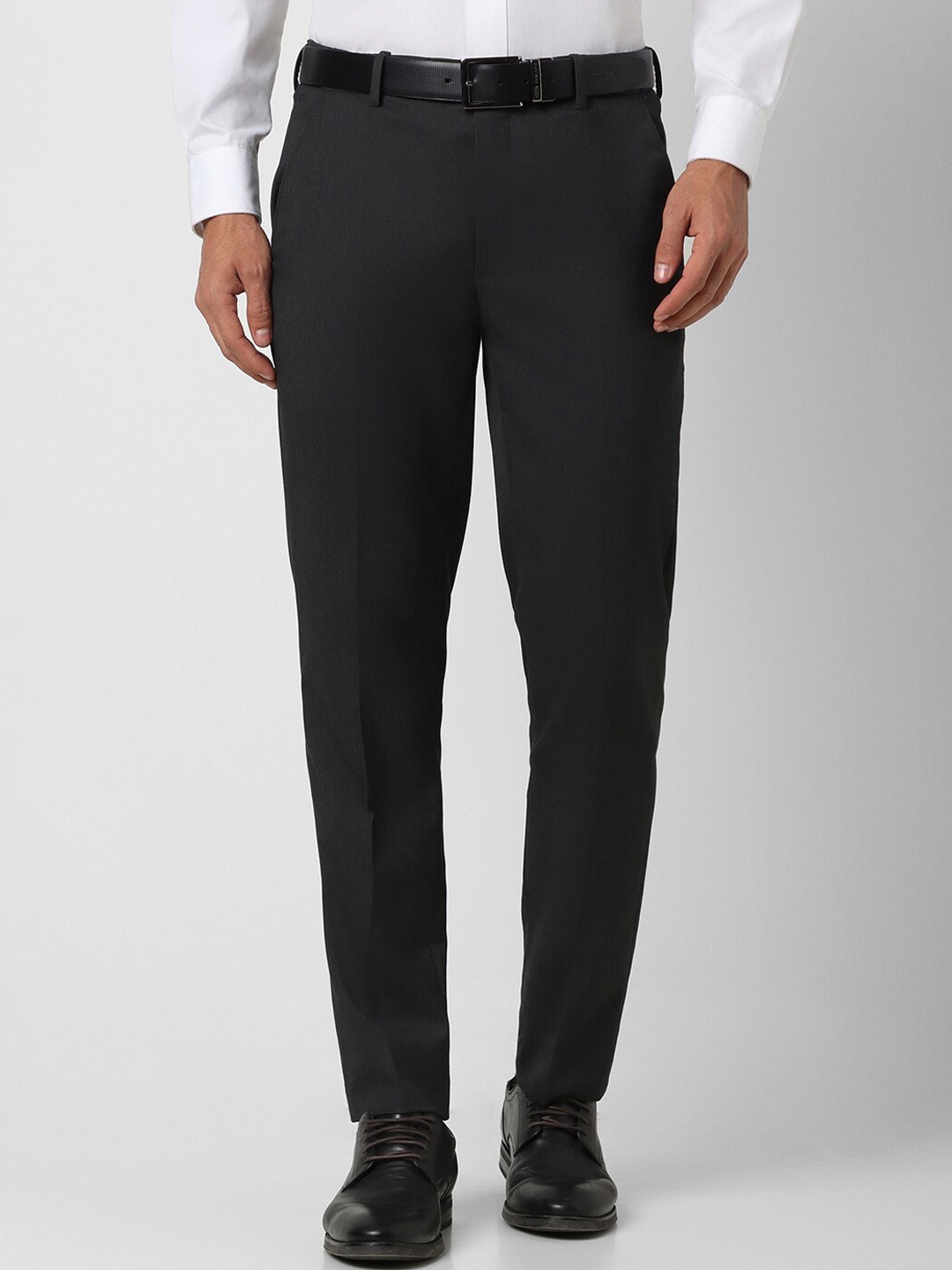 

Peter England Men Slim Fit Formal Trousers, Black