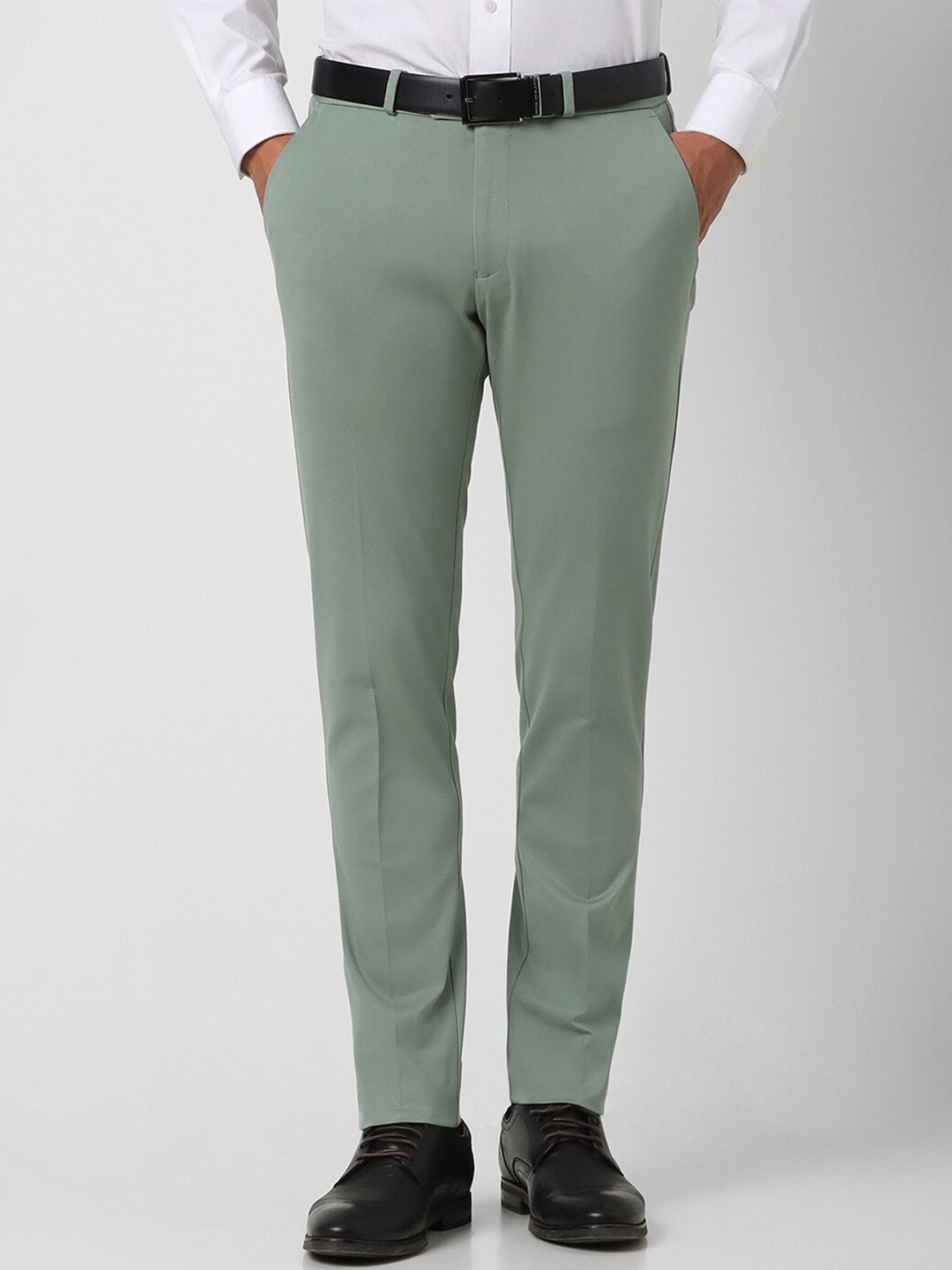 

Peter England Men Slim Fit Formal Trousers, Green