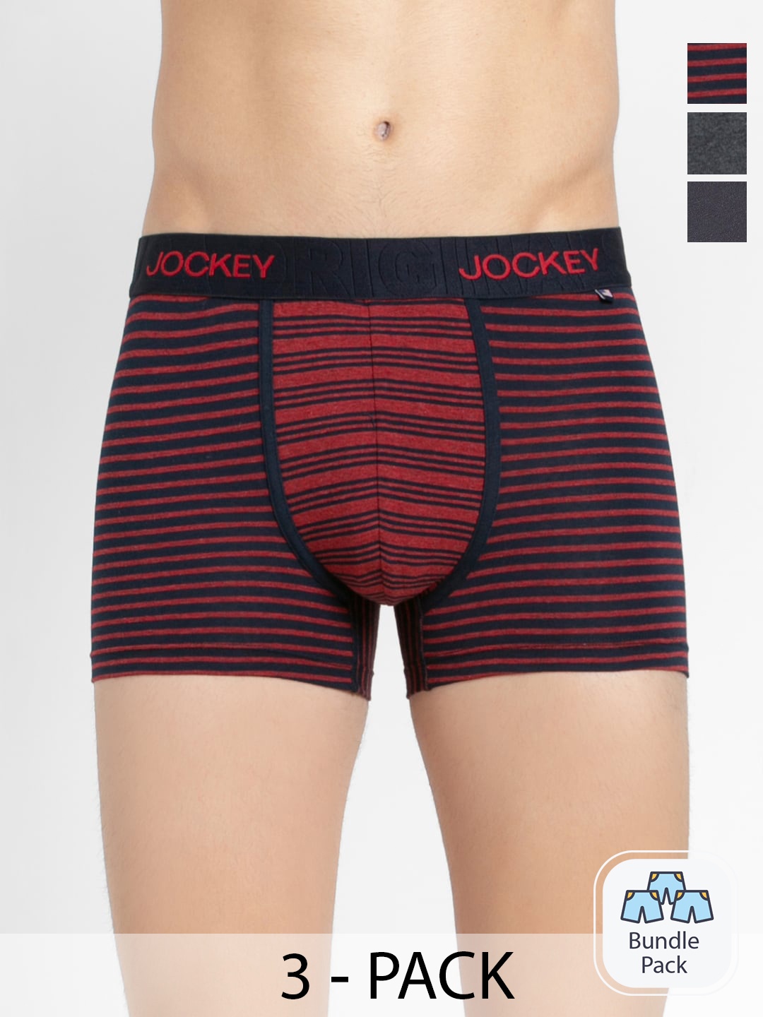 

Jockey Pack Of 3 Outer Elastic Short Trunks, Charcoal