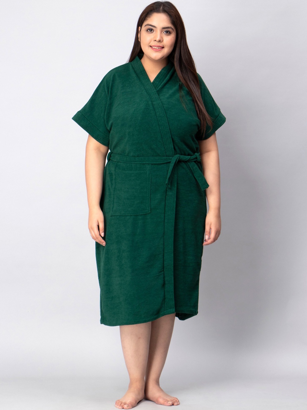 

HotGown Plus Size Short Sleeved Bath Robe, Green