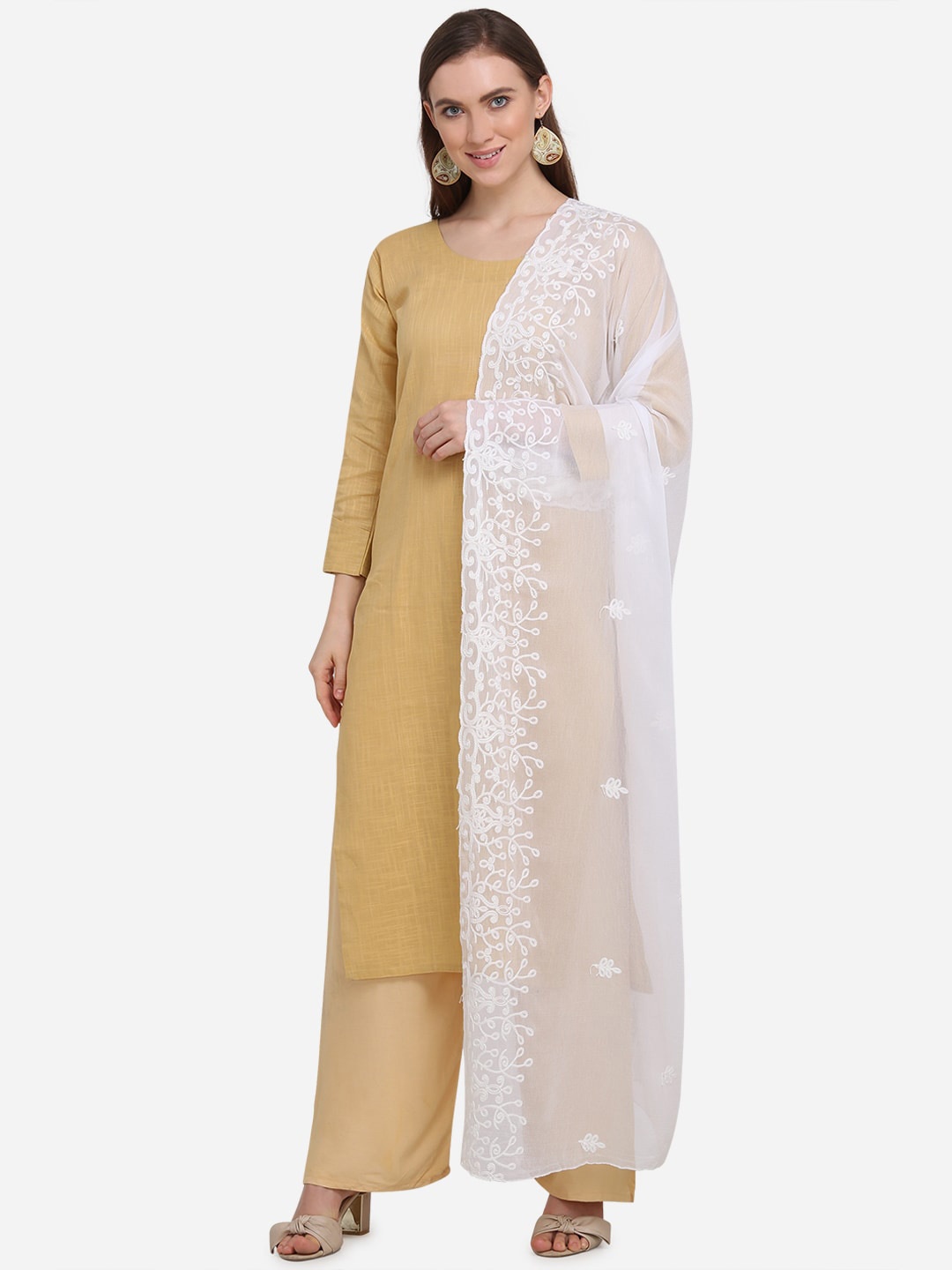 

mf Ethnic Motifs Embroidered Chiffon Dupatta, White