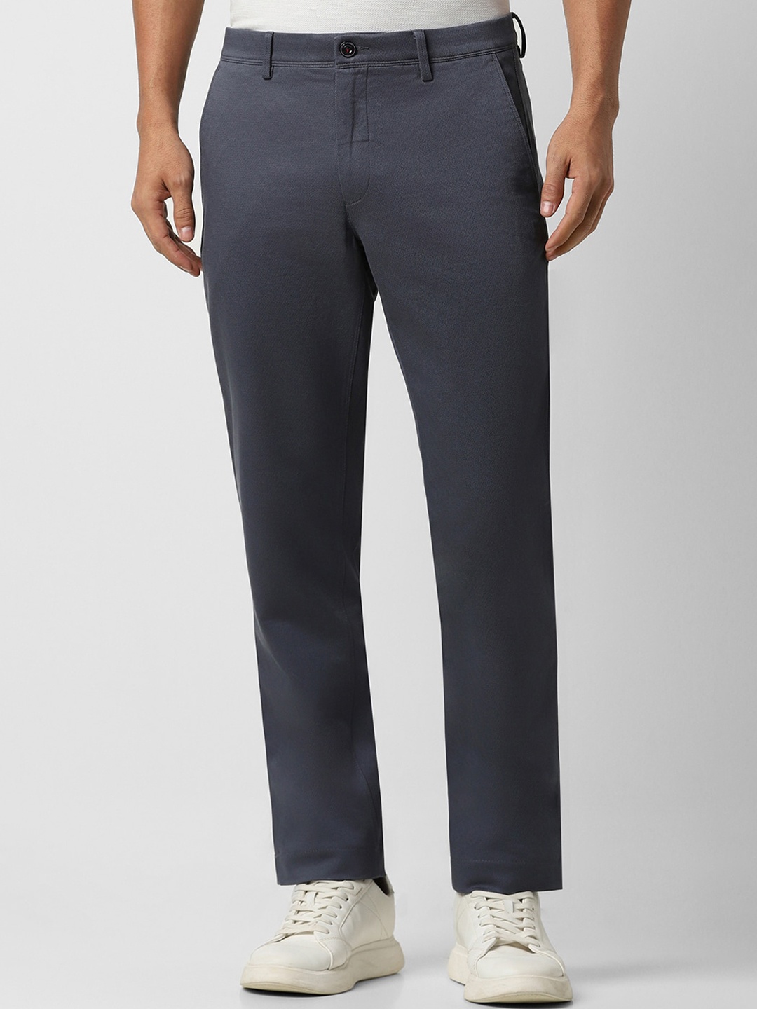 

Van Heusen Sport Men Mid-Rise Textured Slim Fit Trousers, Grey