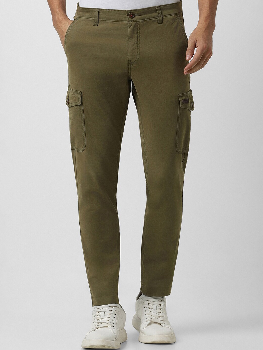 

Van Heusen Sport Men Slim Fit Mid Rise Cargos Trousers, Olive