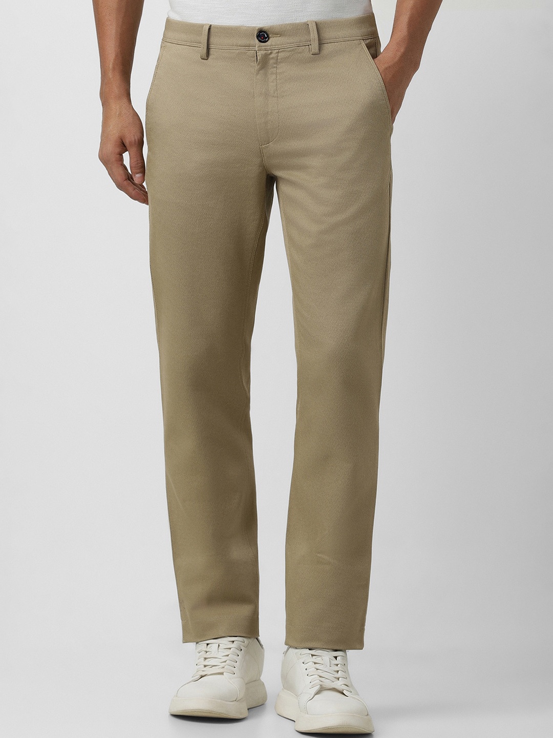 

Van Heusen Sport Men Mid Rise Slim Fit Plain Cotton Chinos, Khaki